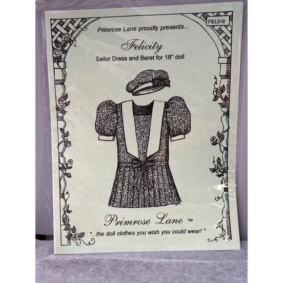 Primrose Lane Felicity Sailor Dress & Beret Sewing Pattern for 18" Doll 1996 - Picture 1 of 4